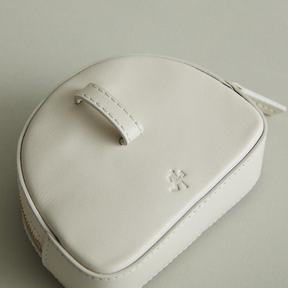 MWant Les Essentiels Luka Half Moon Leather Small Pouch Belt Bag, White/Blue - Picture 6 of 12